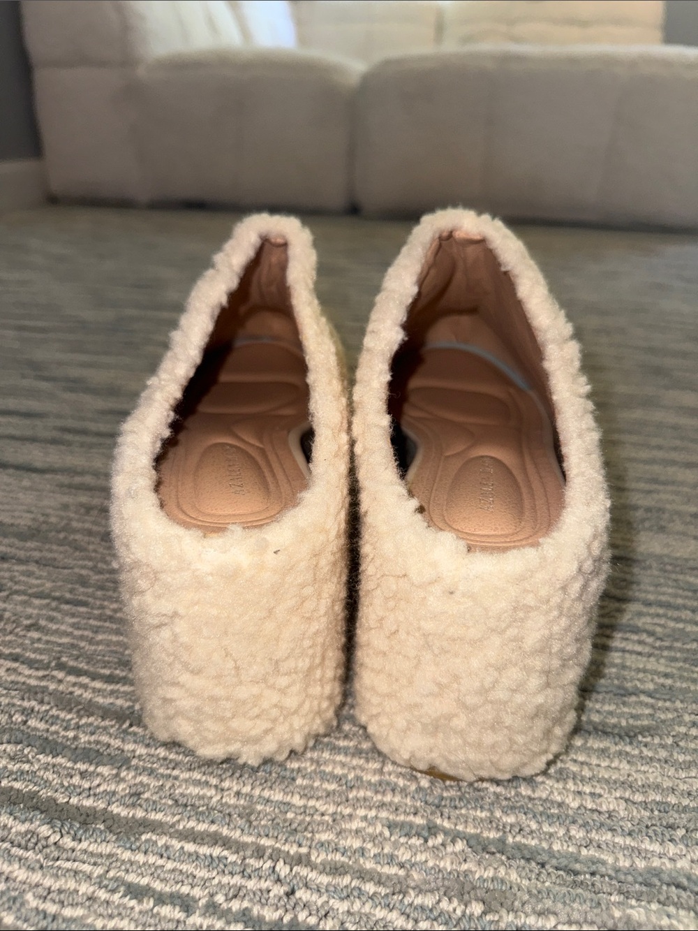 Cream Sherpa Slip-On Platform Shoes - Picture 6 of 6